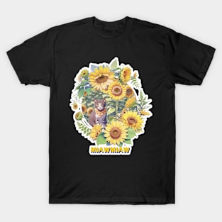 Sunflower Cat, Cute Flower Cat,Cat miaw T-Shirt